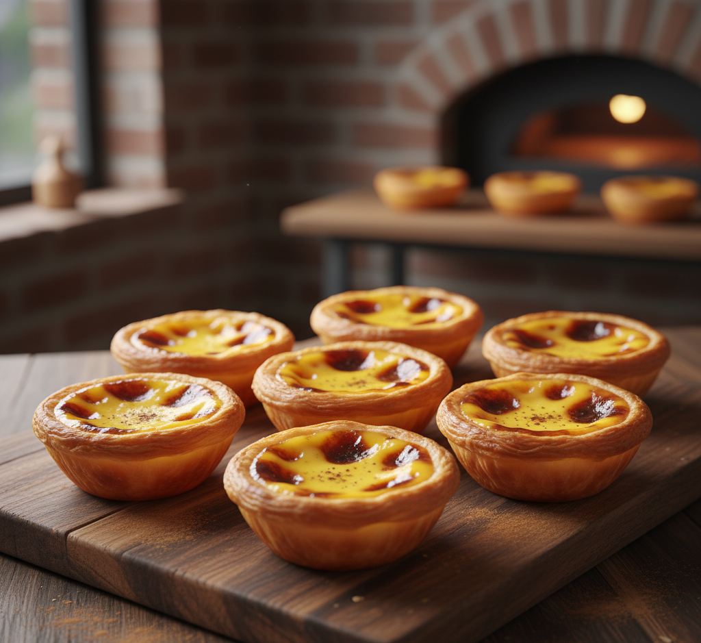 Fresh egg tarts by the oven
